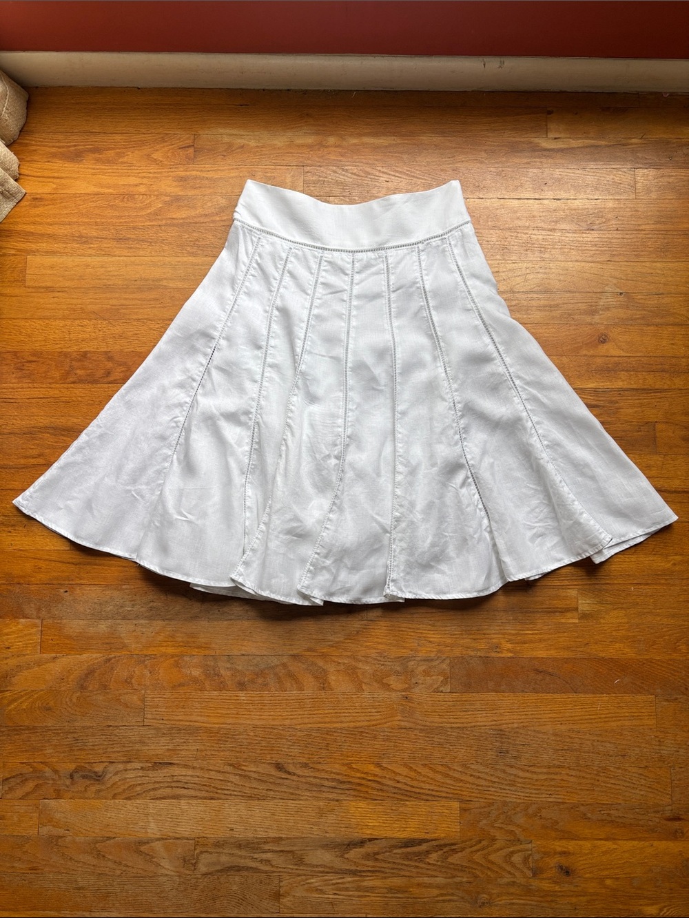 Jones NY 100% Linen White A-Line Skirt